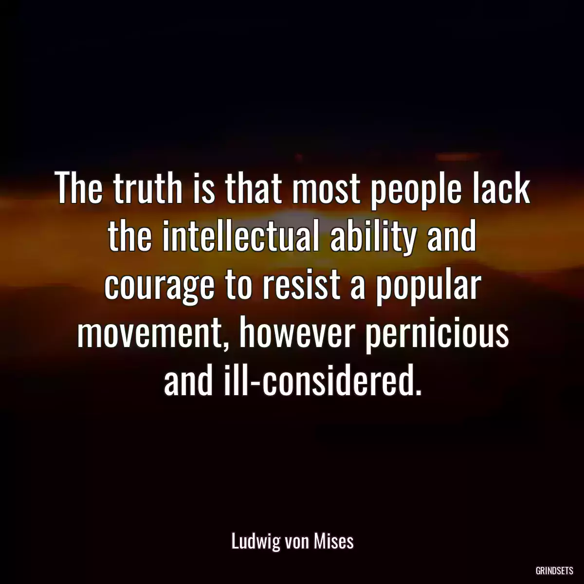 The truth is that most people lack the intellectual ability and courage to resist a popular movement, however pernicious and ill-considered.