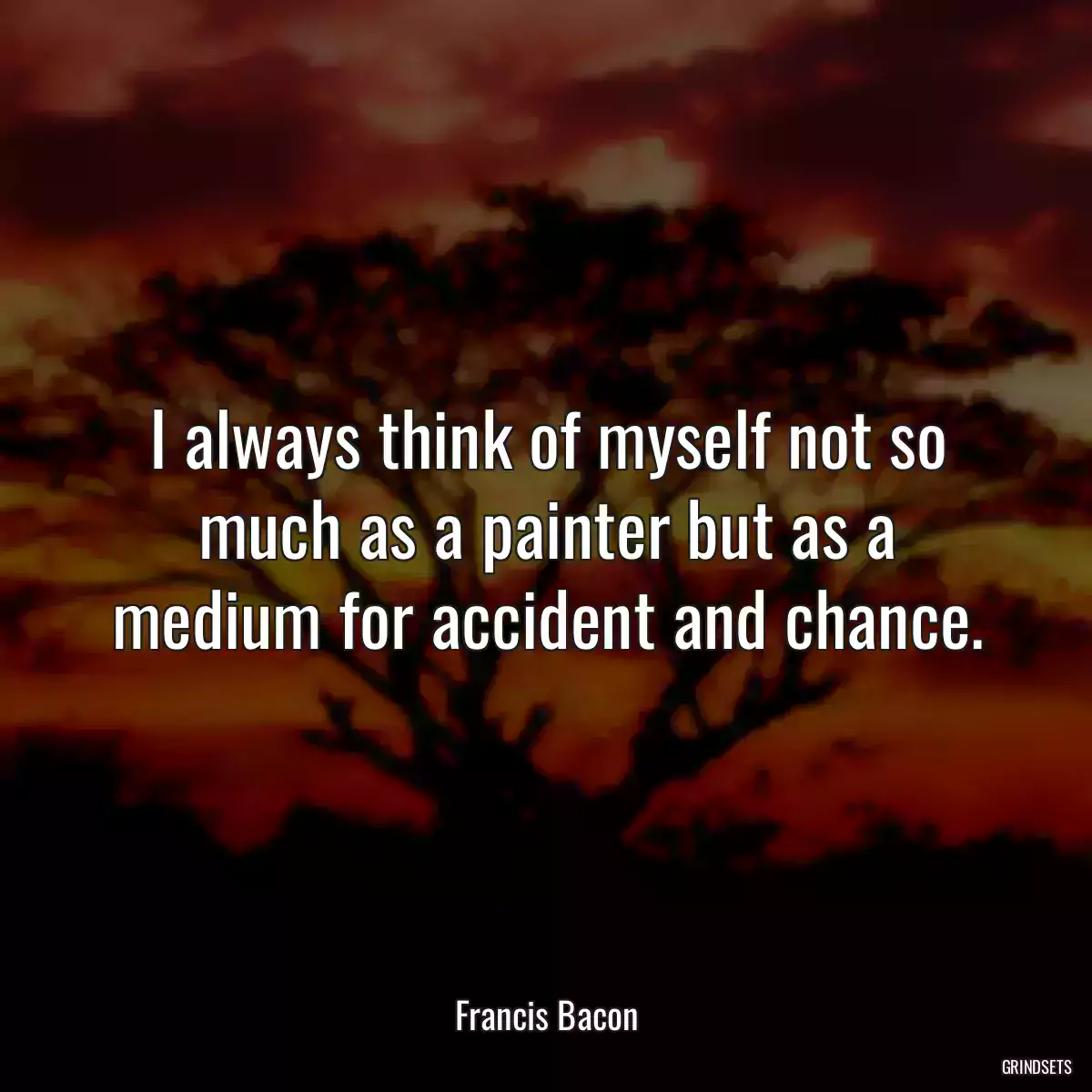 I always think of myself not so much as a painter but as a medium for accident and chance.