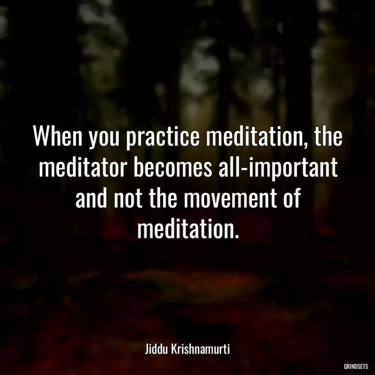 When you practice meditation, the meditator becomes all-important and not the movement of meditation.