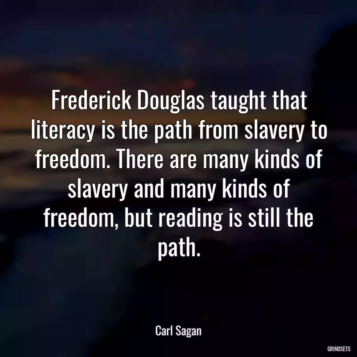 Frederick Douglas taught that literacy is the path from slavery to freedom. There are many kinds of slavery and many kinds of freedom, but reading is still the path.