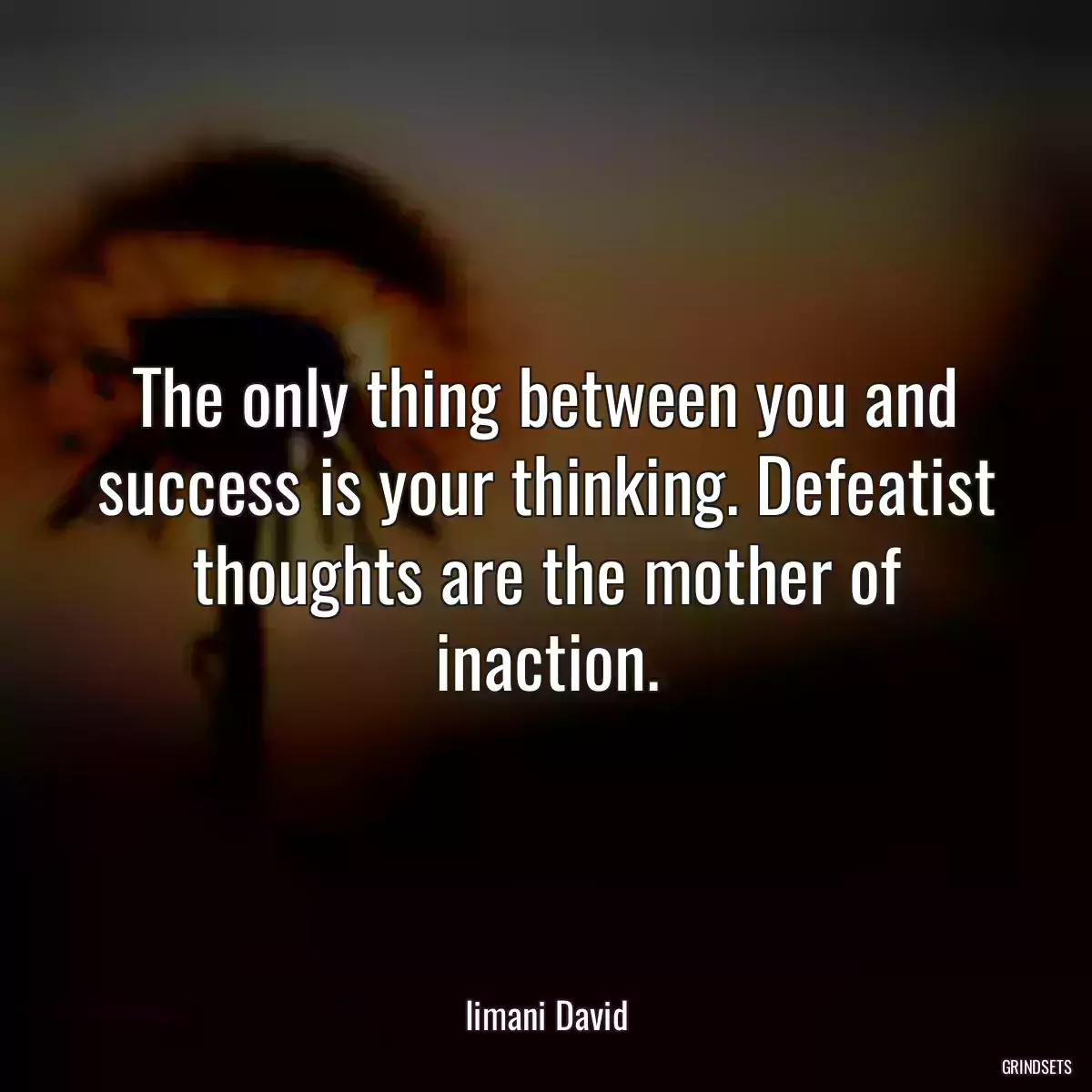 The only thing between you and success is your thinking. Defeatist thoughts are the mother of inaction.