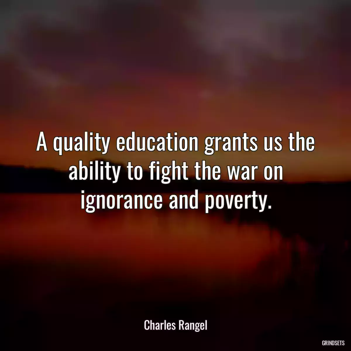 A quality education grants us the ability to fight the war on ignorance and poverty.