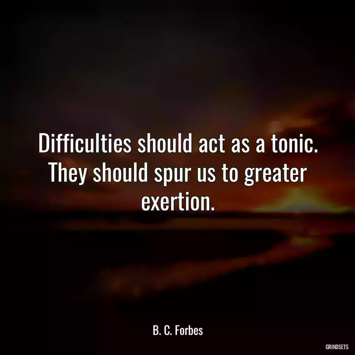 Difficulties should act as a tonic. They should spur us to greater exertion.