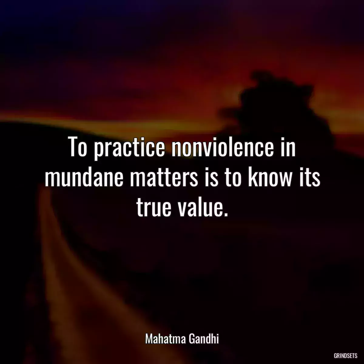 To practice nonviolence in mundane matters is to know its true value.