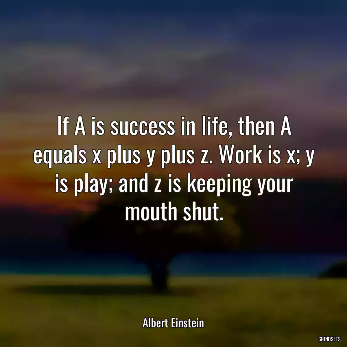 If A is success in life, then A equals x plus y plus z. Work is x; y is play; and z is keeping your mouth shut.