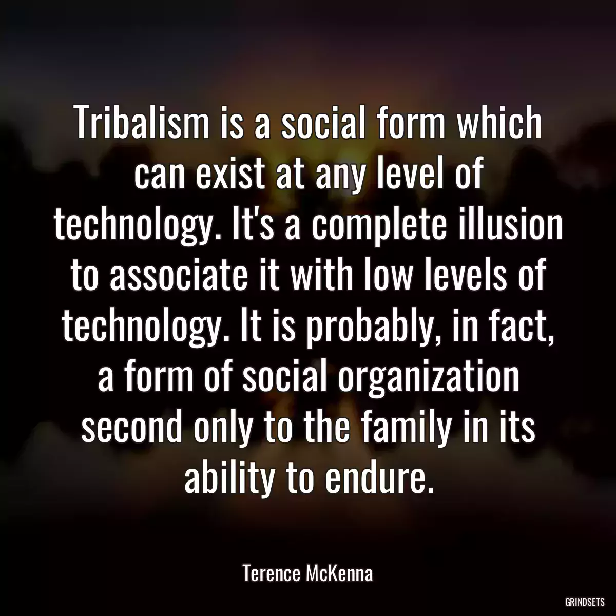 Tribalism is a social form which can exist at any level of technology. It\'s a complete illusion to associate it with low levels of technology. It is probably, in fact, a form of social organization second only to the family in its ability to endure.