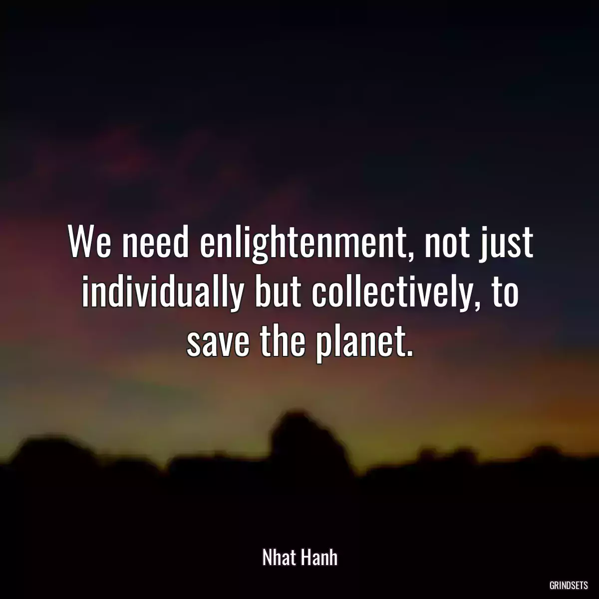 We need enlightenment, not just individually but collectively, to save the planet.