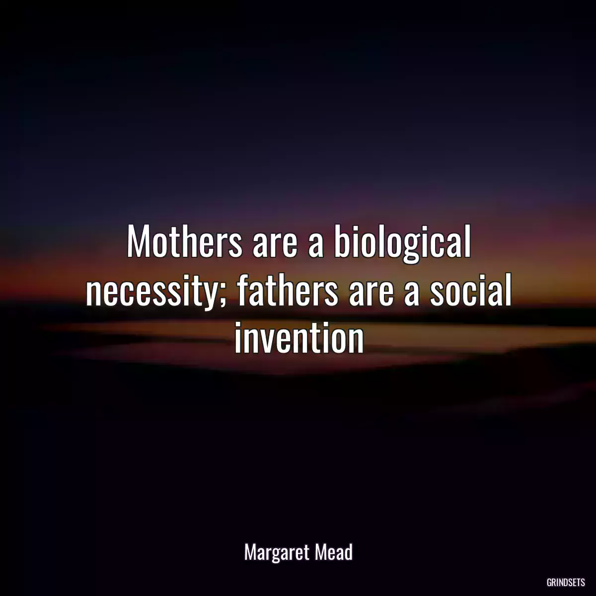 Mothers are a biological necessity; fathers are a social invention