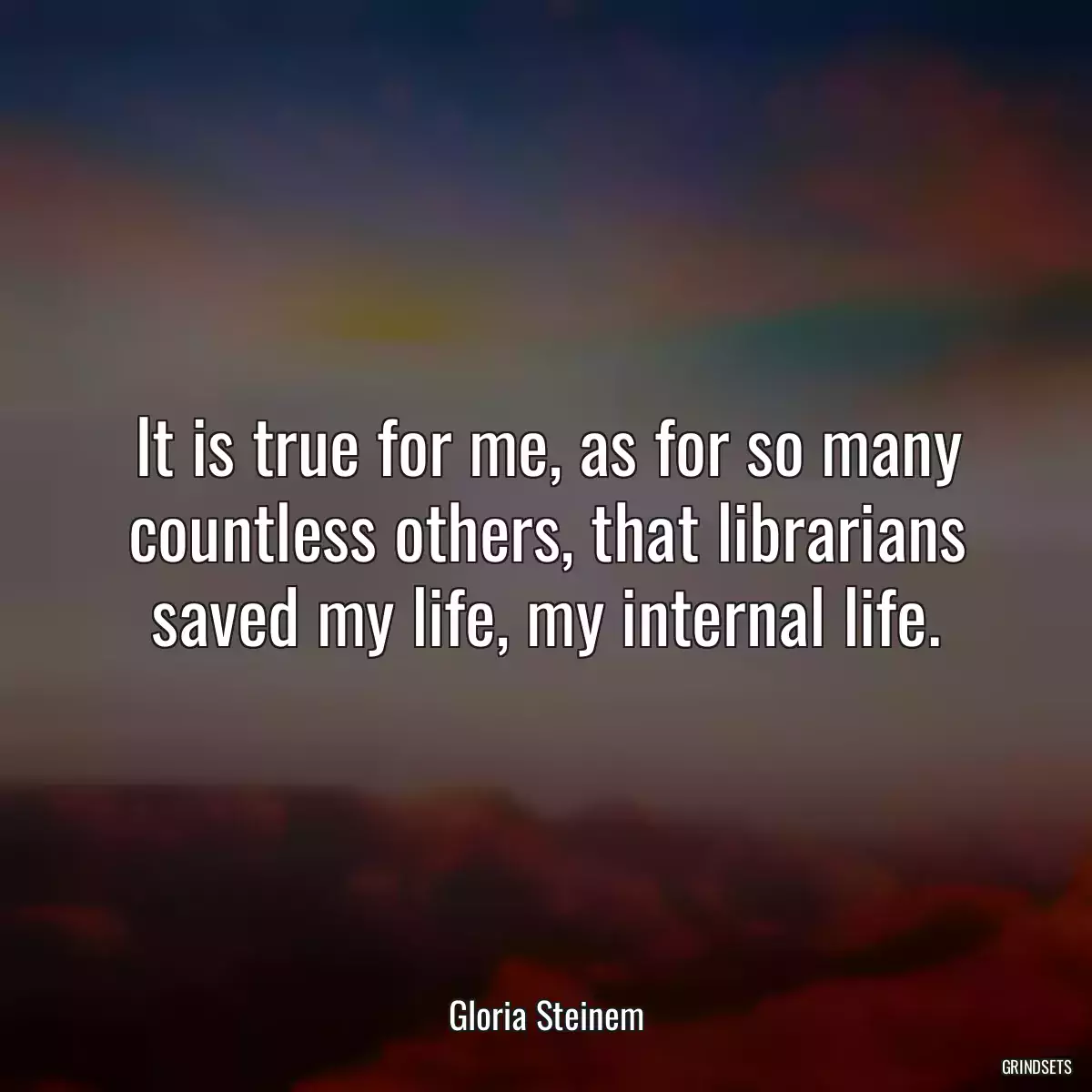 It is true for me, as for so many countless others, that librarians saved my life, my internal life.