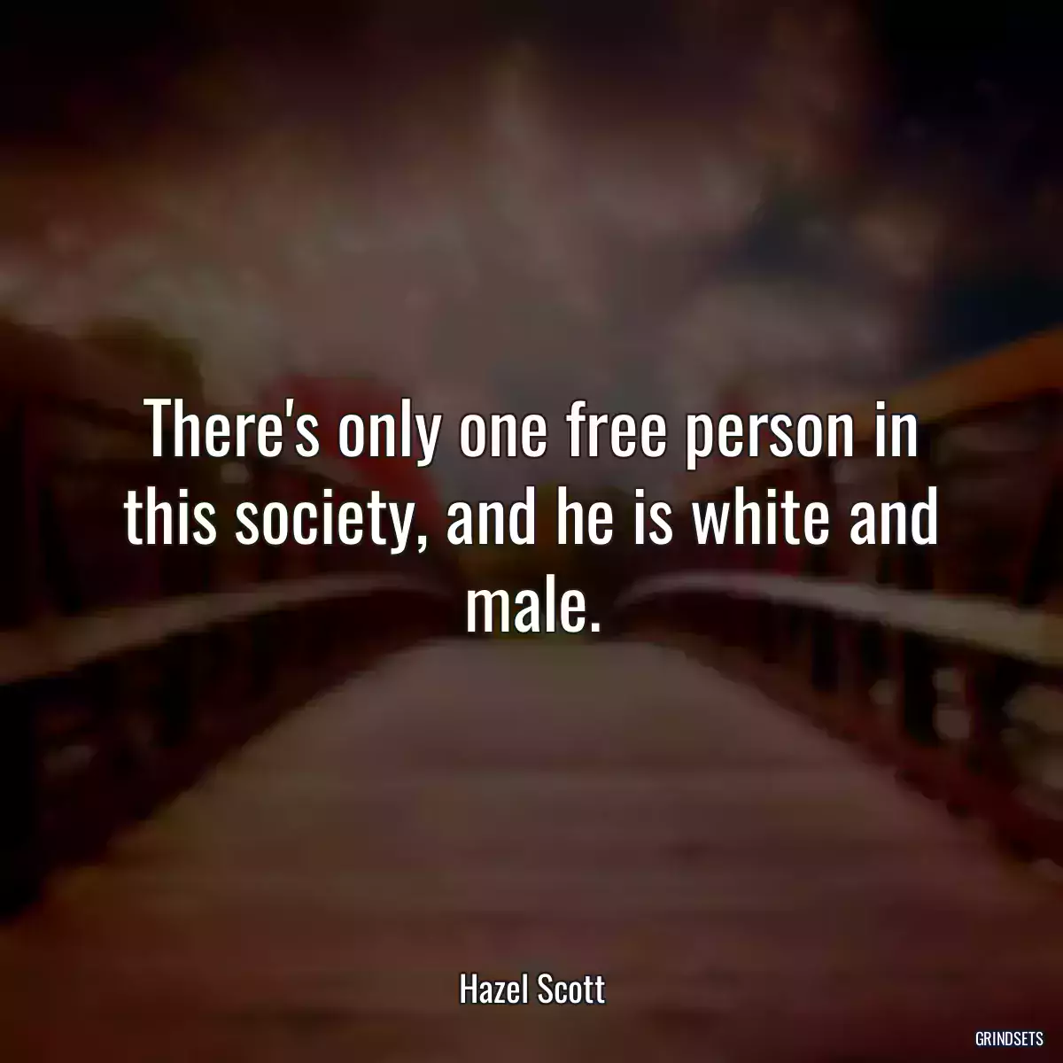 There\'s only one free person in this society, and he is white and male.