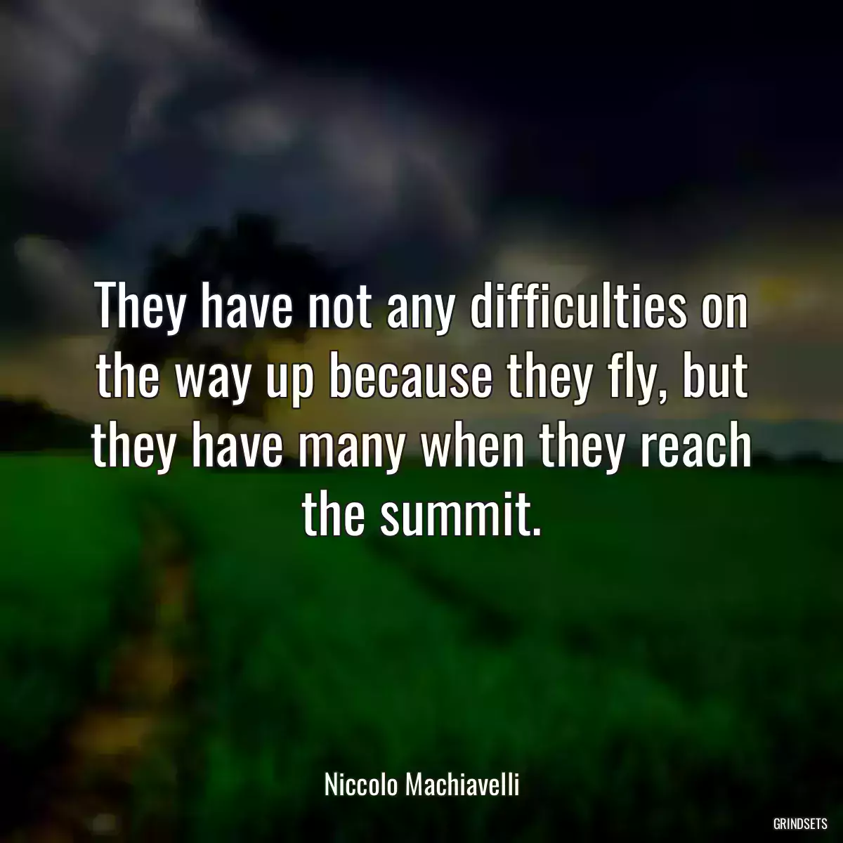 They have not any difficulties on the way up because they fly, but they have many when they reach the summit.