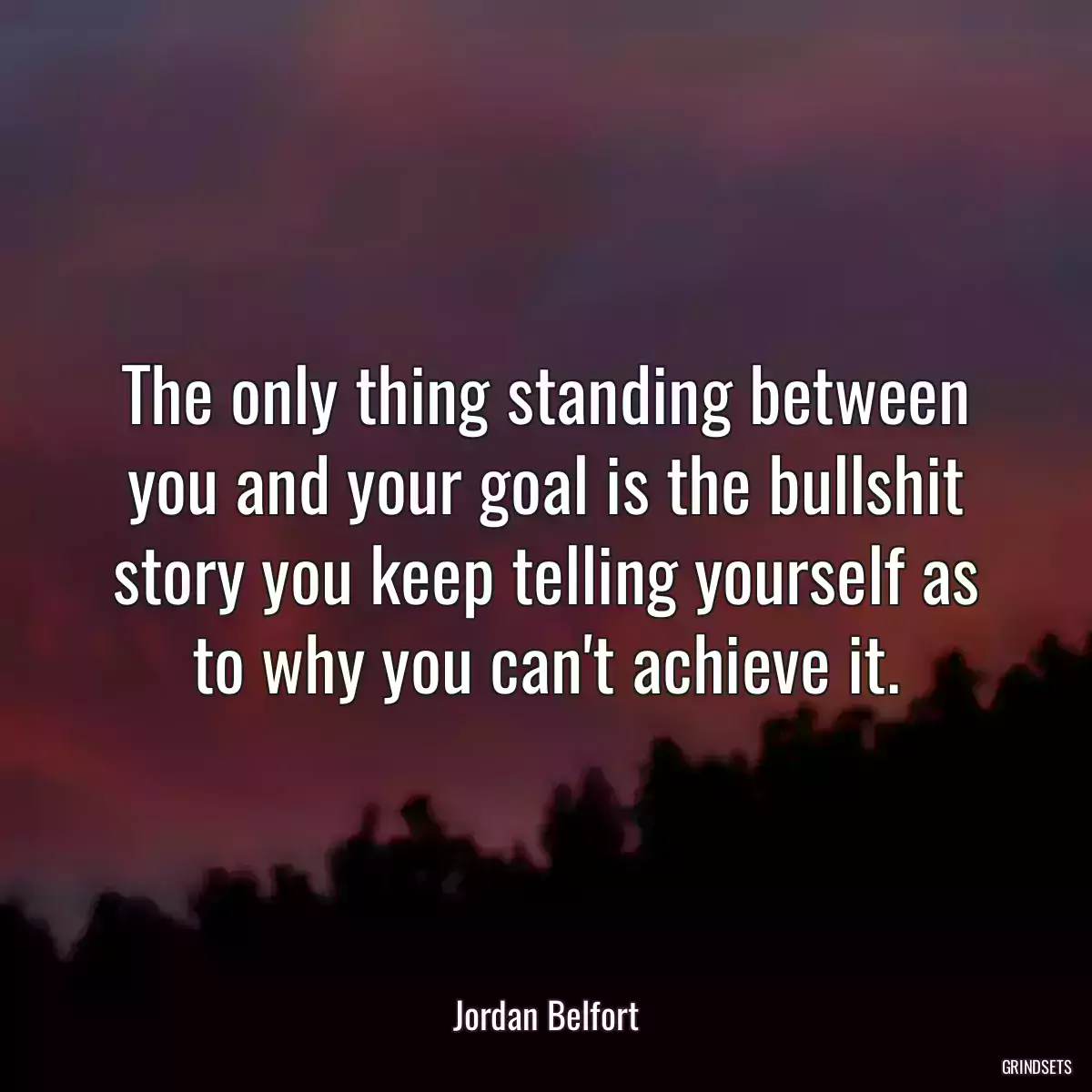 The only thing standing between you and your goal is the bullshit story you keep telling yourself as to why you can\'t achieve it.