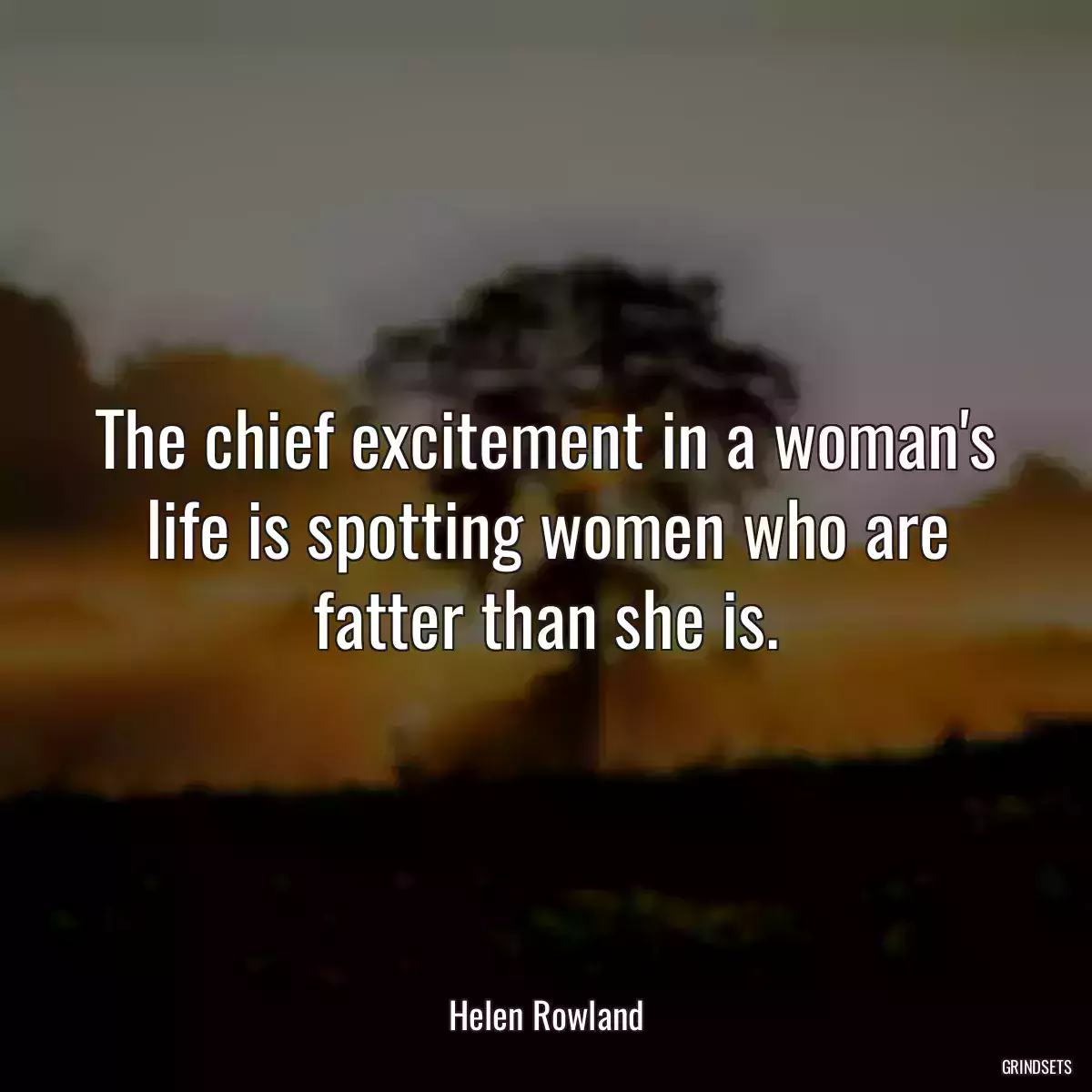 The chief excitement in a woman\'s life is spotting women who are fatter than she is.