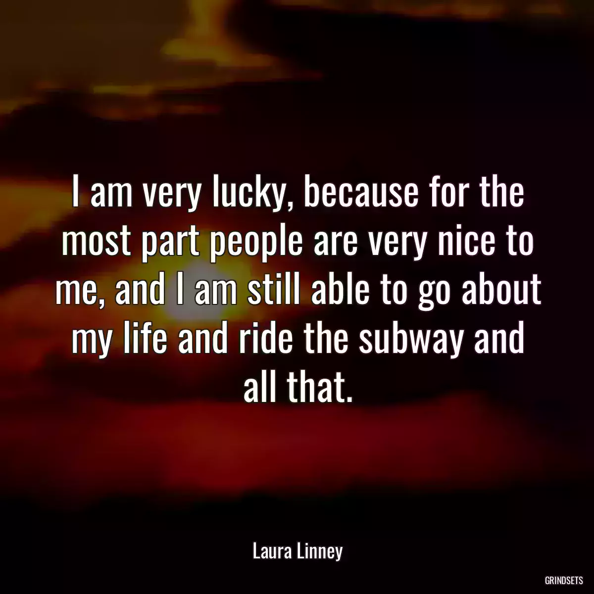 I am very lucky, because for the most part people are very nice to me, and I am still able to go about my life and ride the subway and all that.