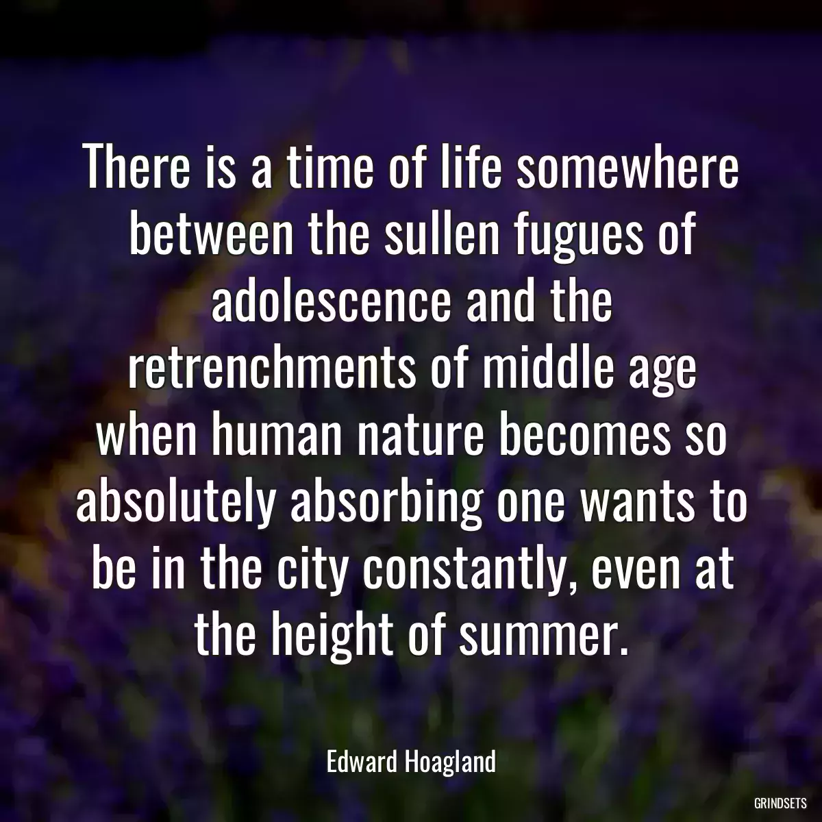 There is a time of life somewhere between the sullen fugues of adolescence and the retrenchments of middle age when human nature becomes so absolutely absorbing one wants to be in the city constantly, even at the height of summer.