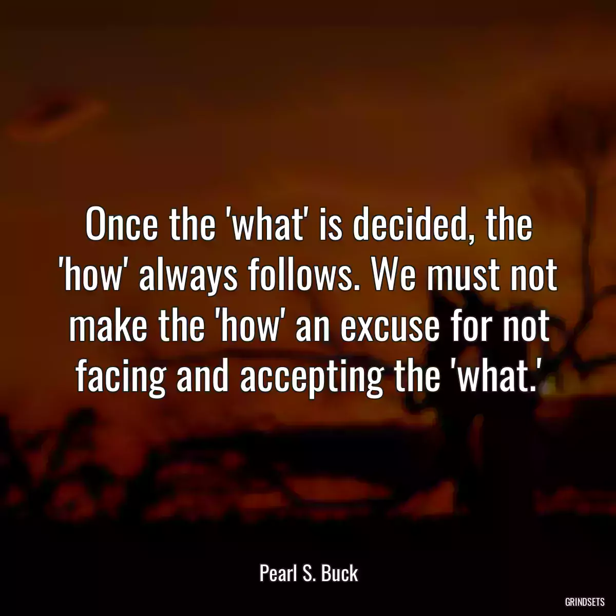 Once the \'what\' is decided, the \'how\' always follows. We must not make the \'how\' an excuse for not facing and accepting the \'what.\'