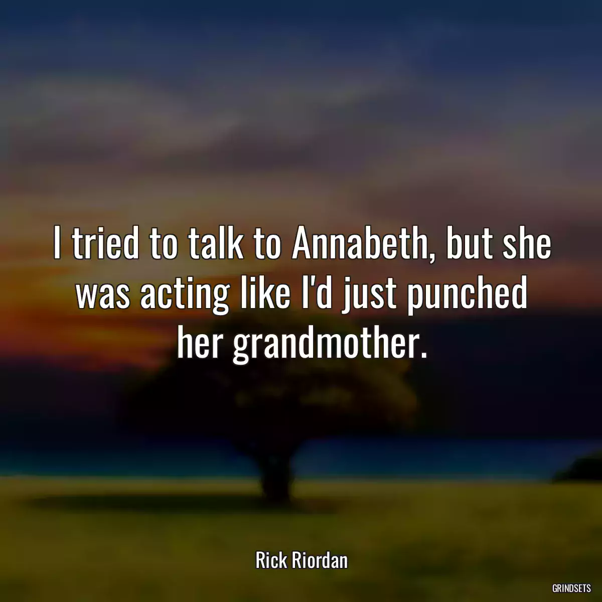 I tried to talk to Annabeth, but she was acting like I\'d just punched her grandmother.