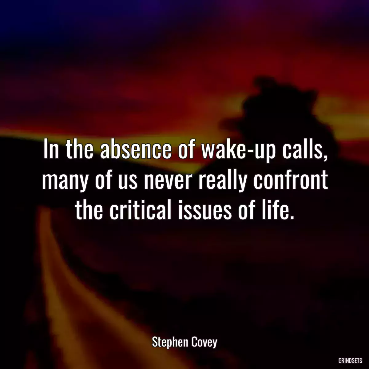 In the absence of wake-up calls, many of us never really confront the critical issues of life.