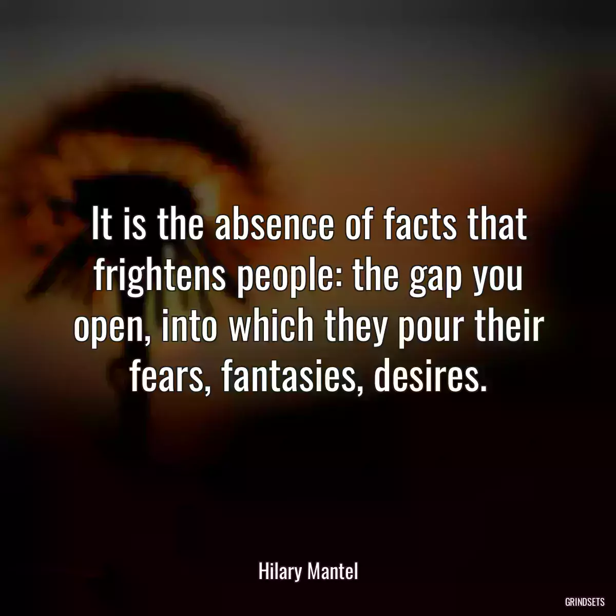 It is the absence of facts that frightens people: the gap you open, into which they pour their fears, fantasies, desires.