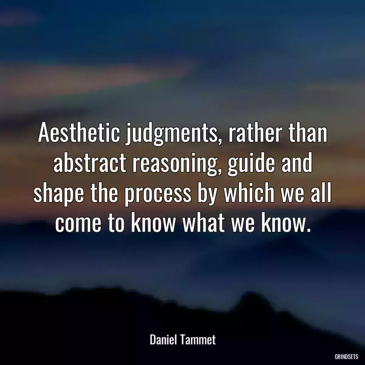 Aesthetic judgments, rather than abstract reasoning, guide and shape the process by which we all come to know what we know.