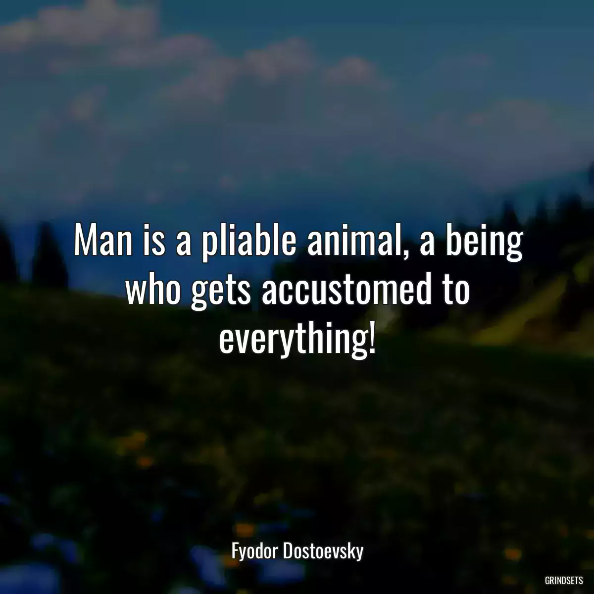 Man is a pliable animal, a being who gets accustomed to everything!