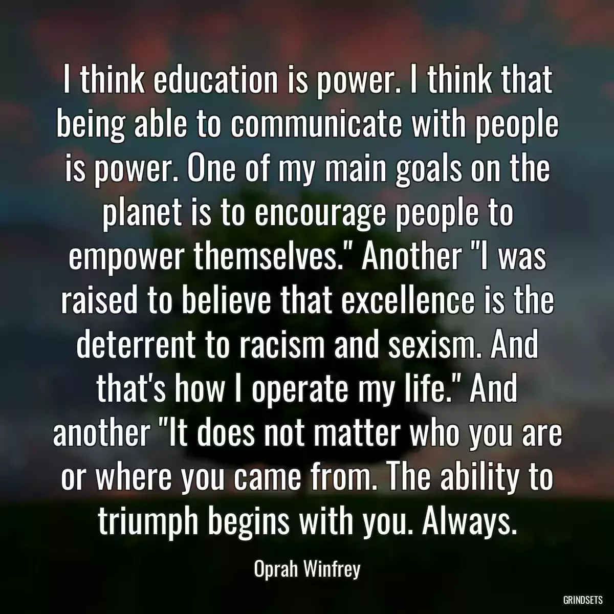 I think education is power. I think that being able to communicate with people is power. One of my main goals on the planet is to encourage people to empower themselves.\