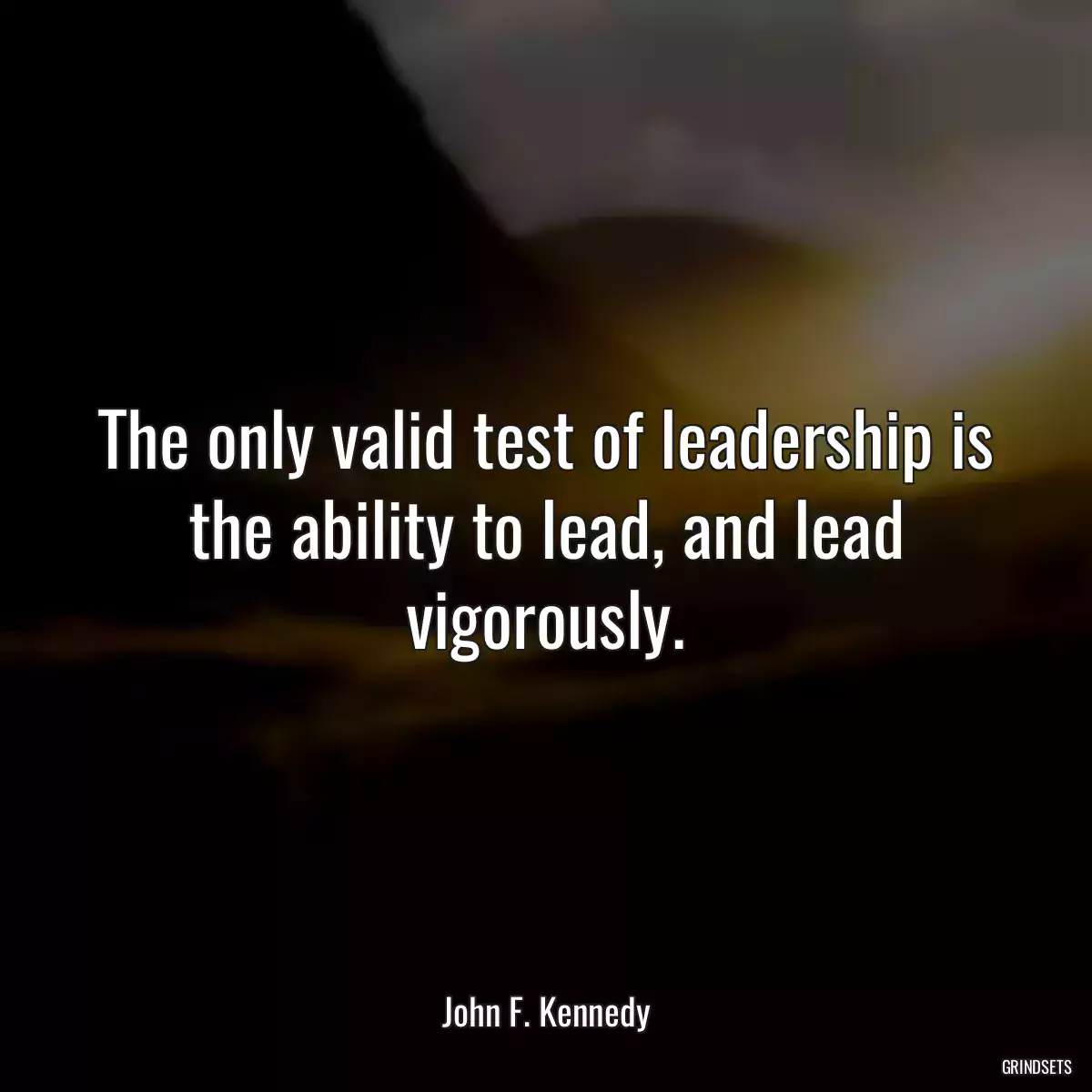 The only valid test of leadership is the ability to lead, and lead vigorously.