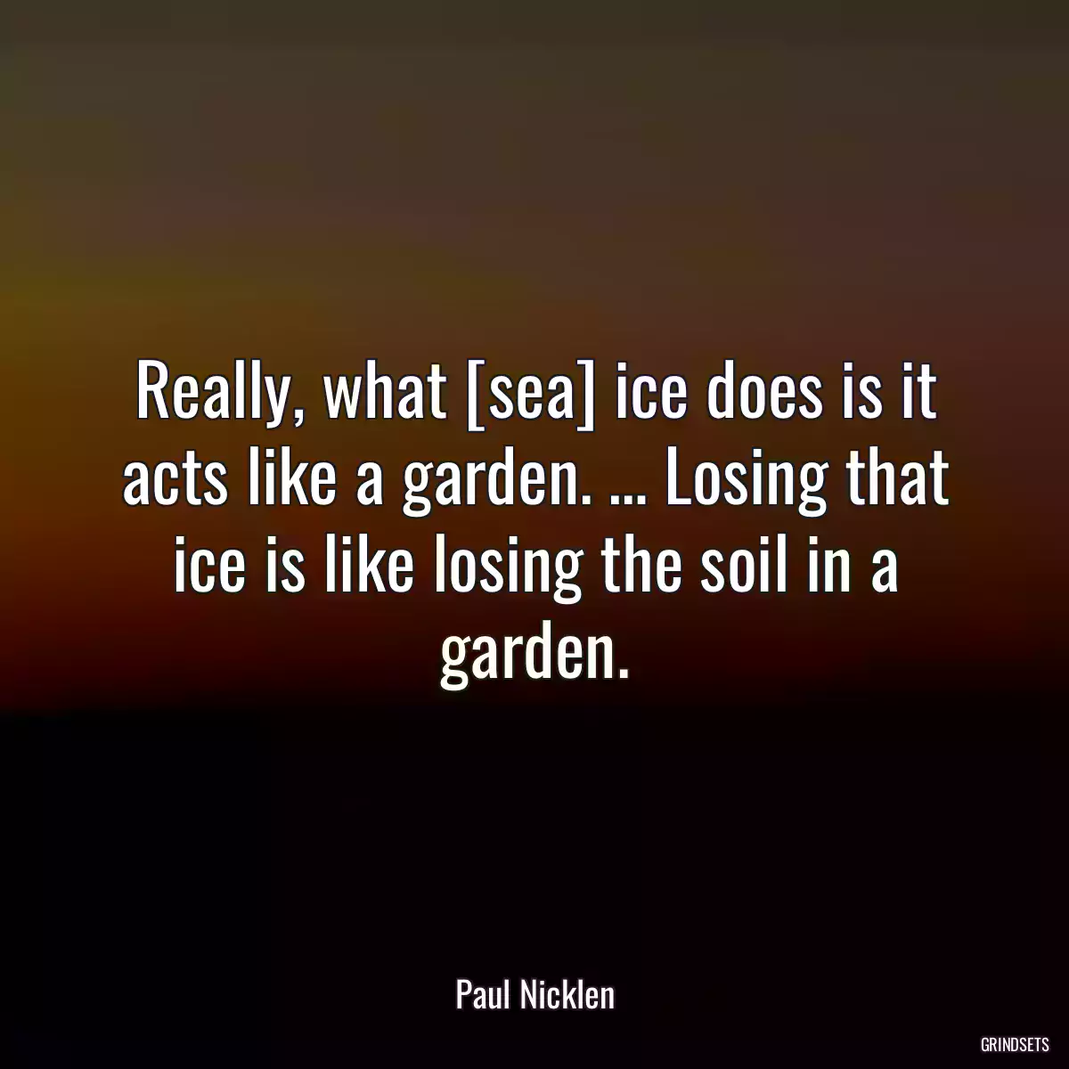 Really, what [sea] ice does is it acts like a garden. … Losing that ice is like losing the soil in a garden.