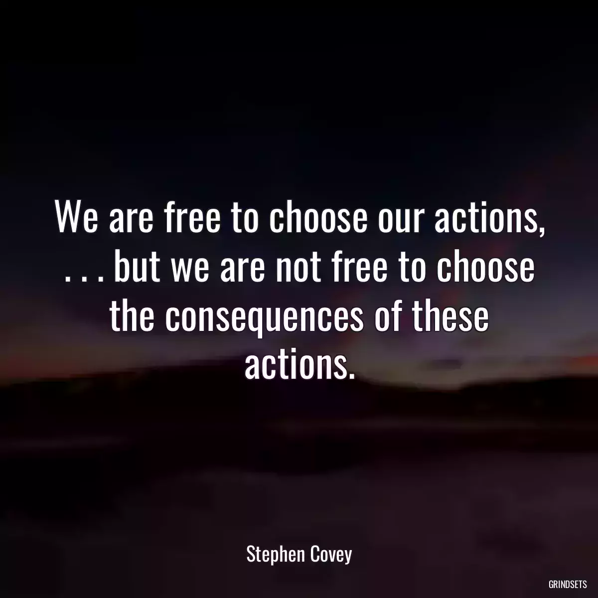 We are free to choose our actions, . . . but we are not free to choose the consequences of these actions.