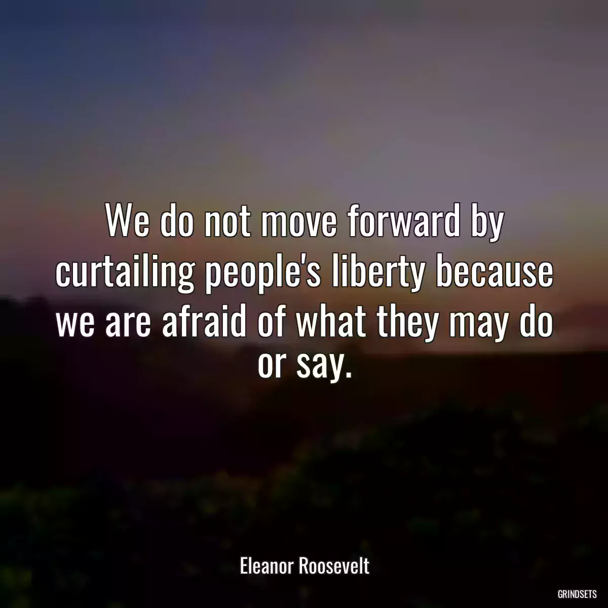 We do not move forward by curtailing people\'s liberty because we are afraid of what they may do or say.