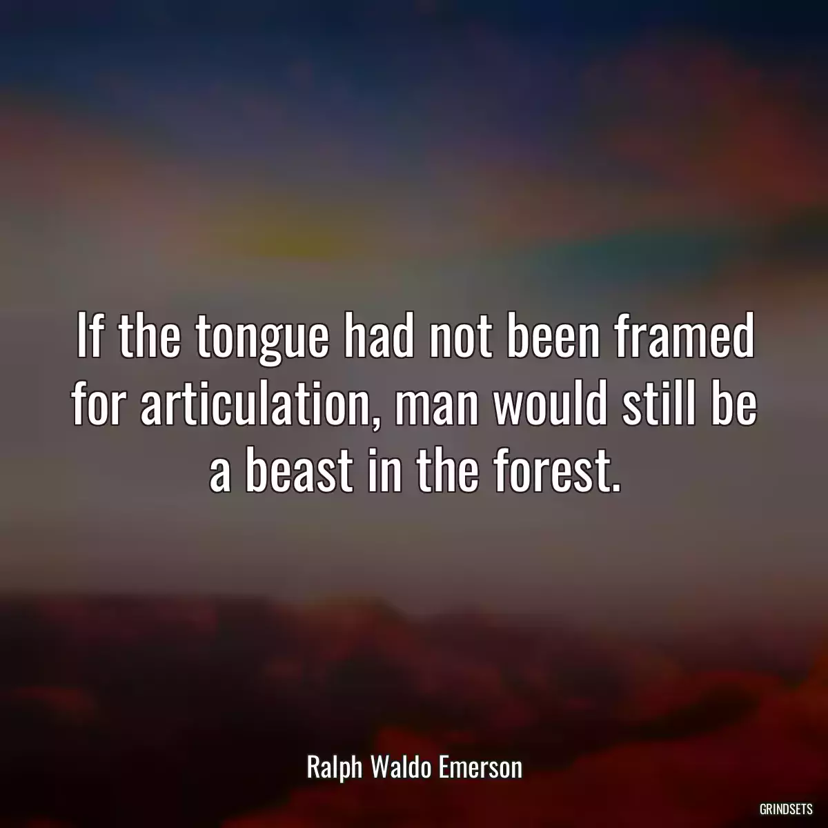 If the tongue had not been framed for articulation, man would still be a beast in the forest.