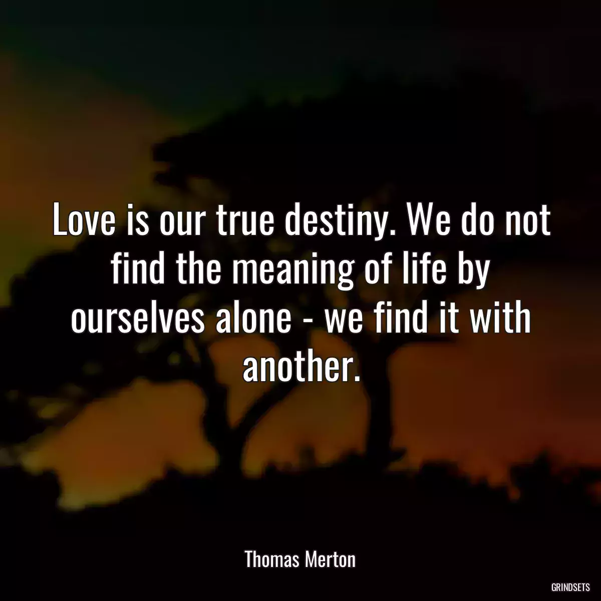 Love is our true destiny. We do not find the meaning of life by ourselves alone - we find it with another.