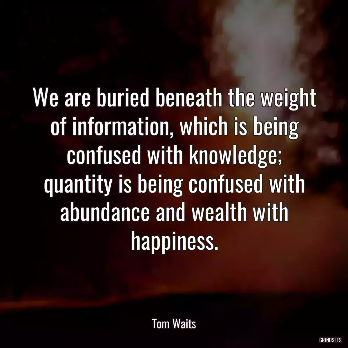 We are buried beneath the weight of information, which is being confused with knowledge; quantity is being confused with abundance and wealth with happiness.