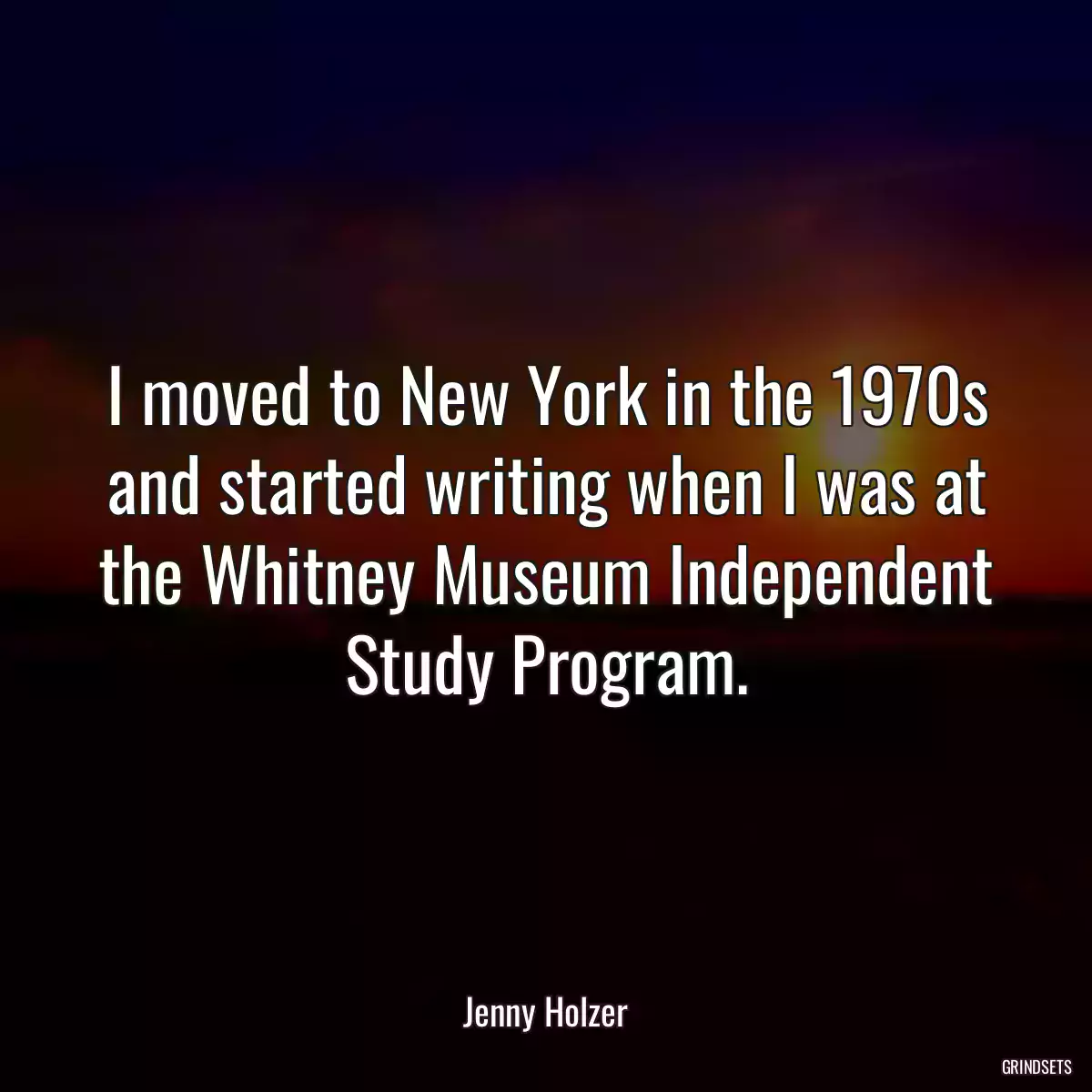 I moved to New York in the 1970s and started writing when I was at the Whitney Museum Independent Study Program.