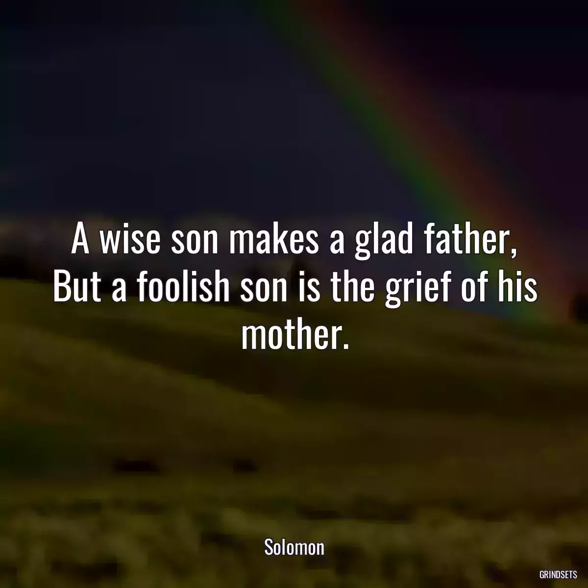 A wise son makes a glad father, But a foolish son is the grief of his mother.