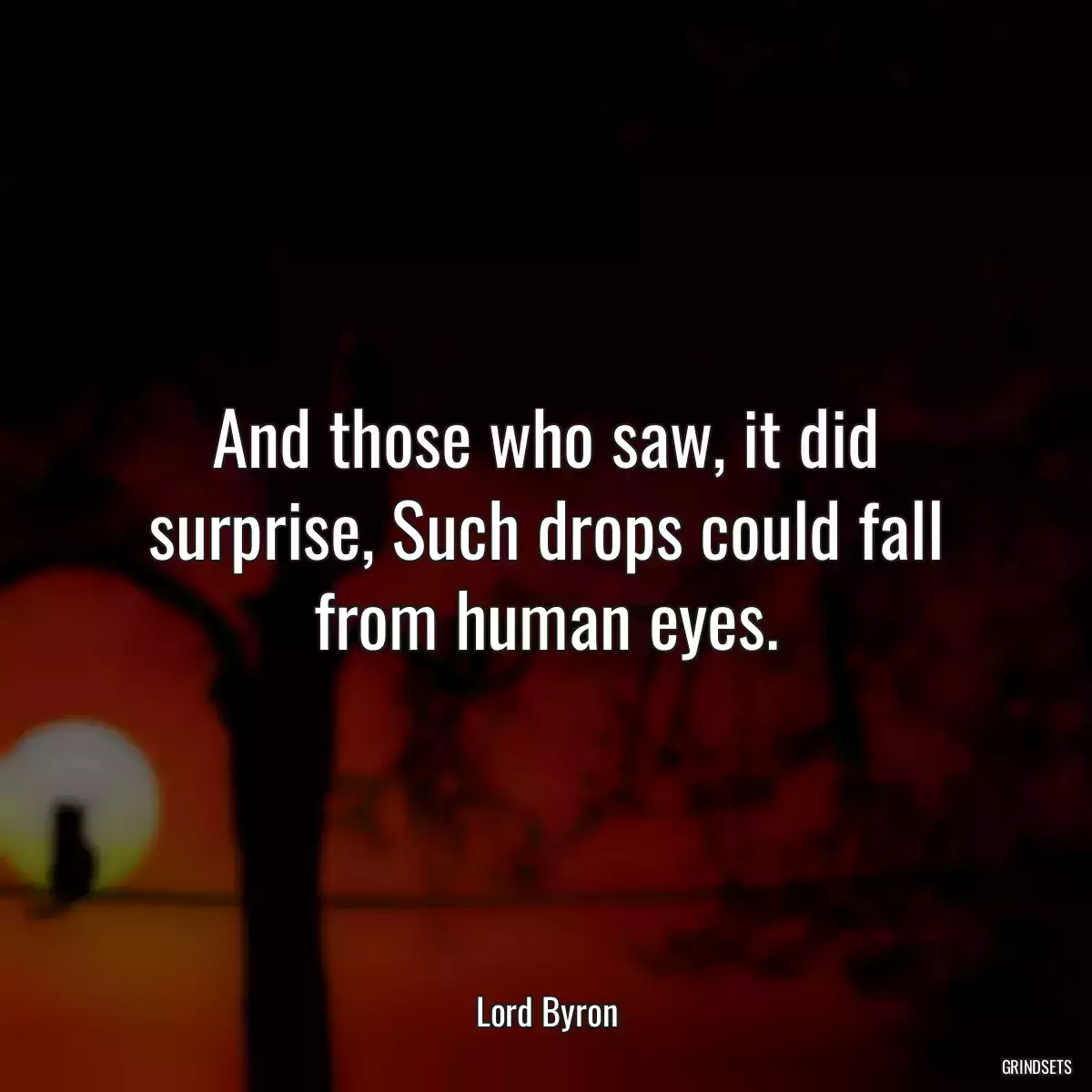 And those who saw, it did surprise, Such drops could fall from human eyes.