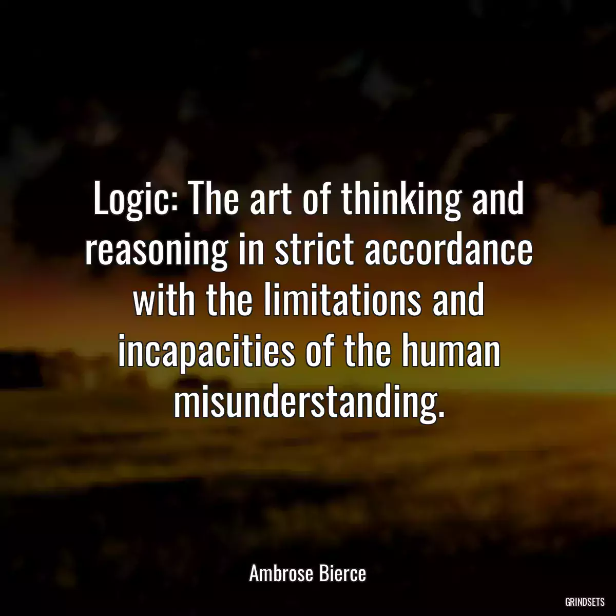 Logic: The art of thinking and reasoning in strict accordance with the limitations and incapacities of the human misunderstanding.