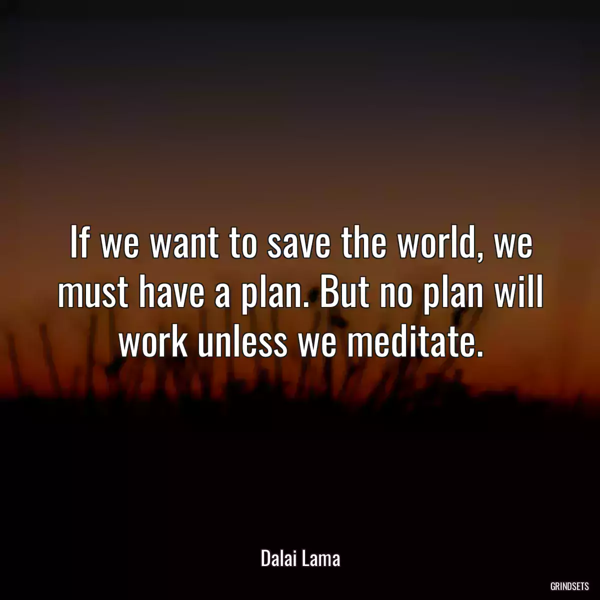 If we want to save the world, we must have a plan. But no plan will work unless we meditate.