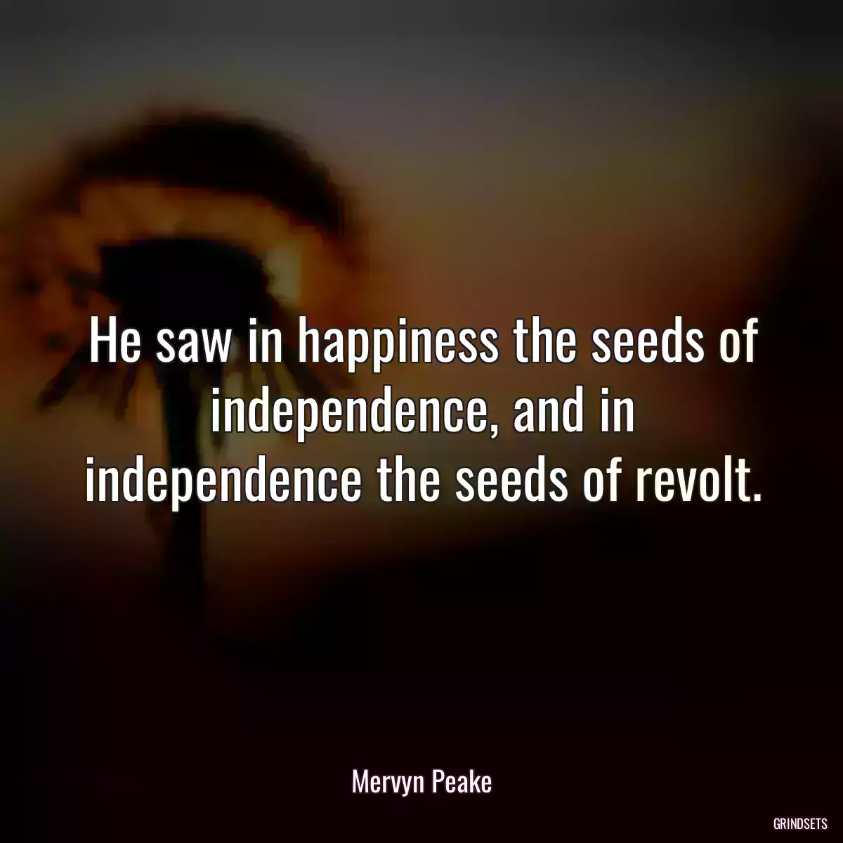 He saw in happiness the seeds of independence, and in independence the seeds of revolt.