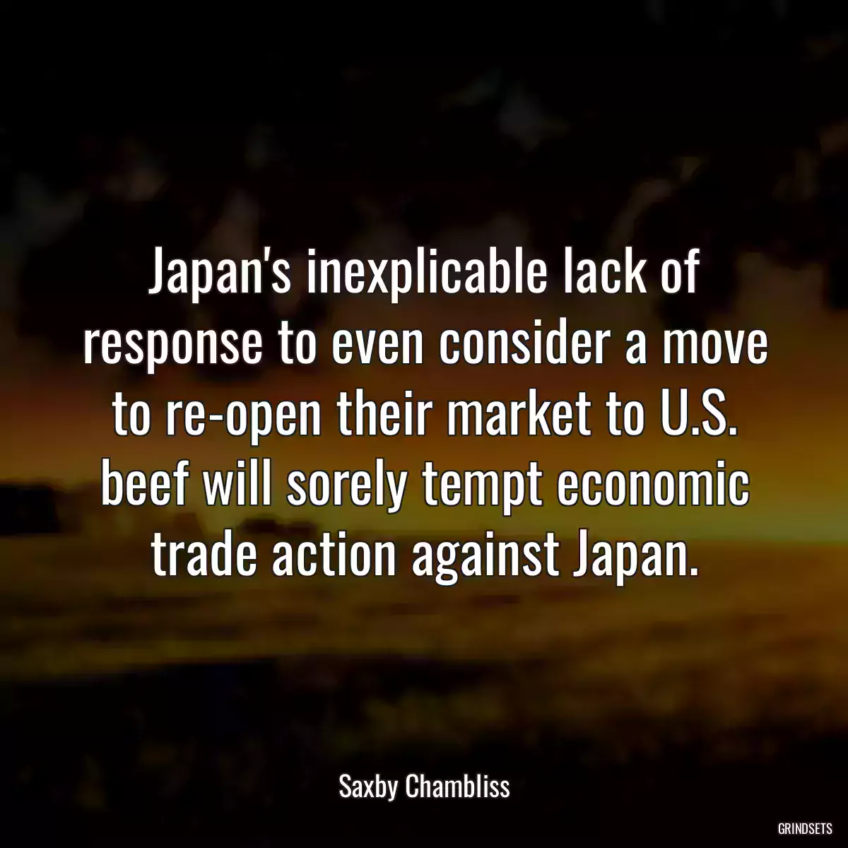 Japan\'s inexplicable lack of response to even consider a move to re-open their market to U.S. beef will sorely tempt economic trade action against Japan.