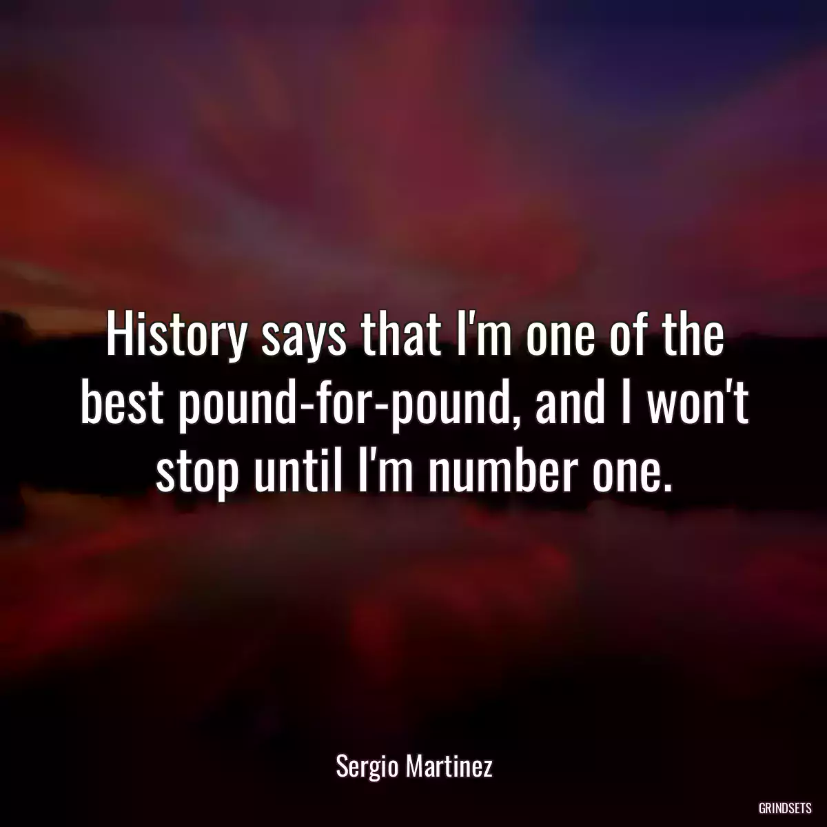 History says that I\'m one of the best pound-for-pound, and I won\'t stop until I\'m number one.