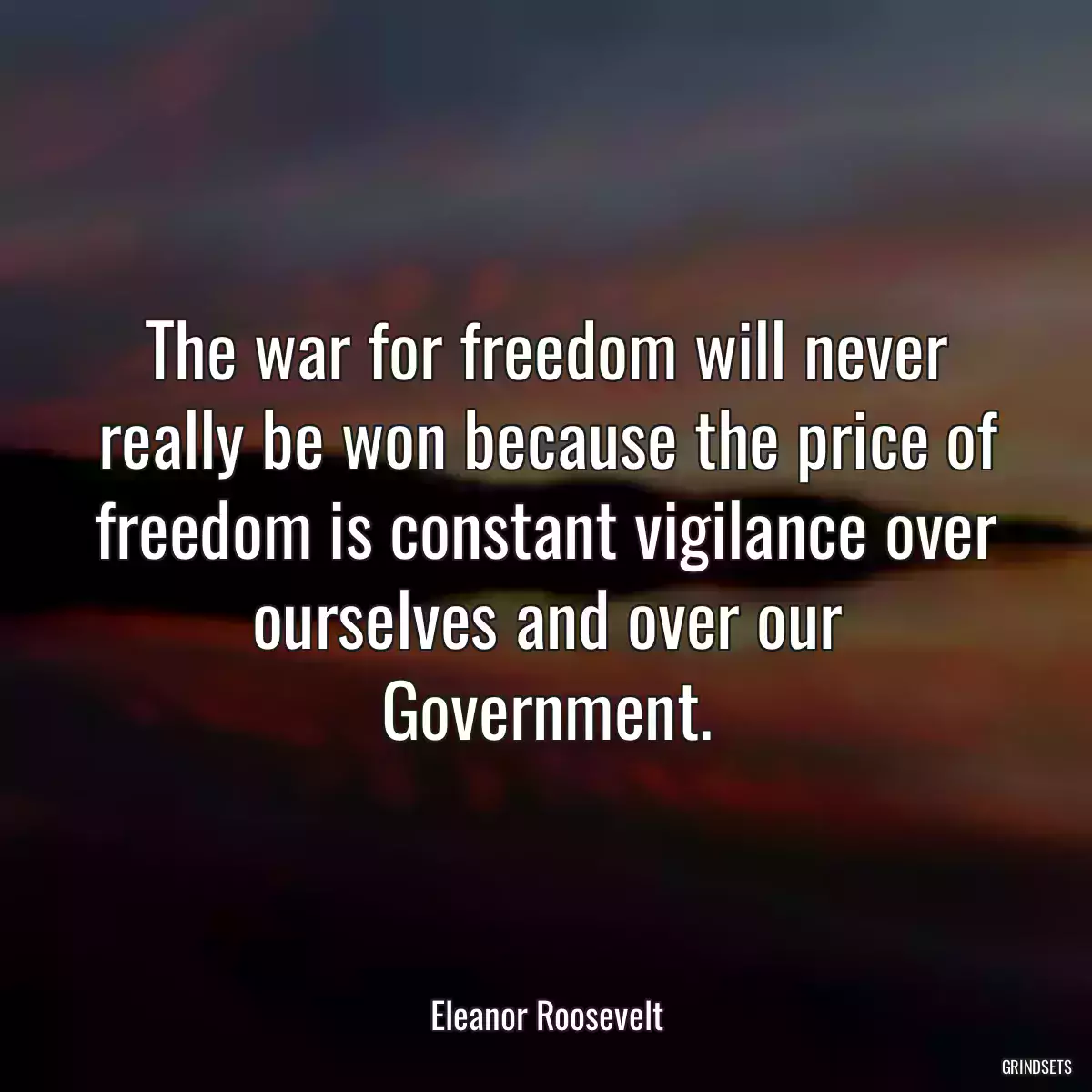 The war for freedom will never really be won because the price of freedom is constant vigilance over ourselves and over our Government.