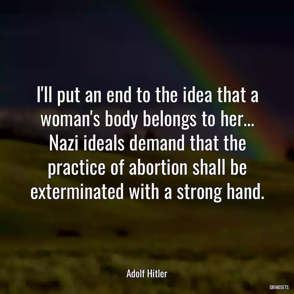 I\'ll put an end to the idea that a woman\'s body belongs to her... Nazi ideals demand that the practice of abortion shall be exterminated with a strong hand.