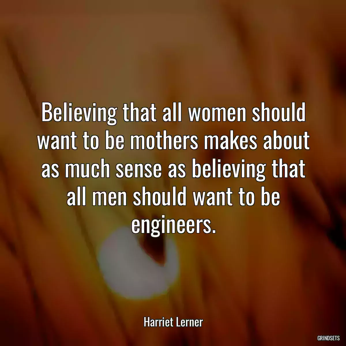 Believing that all women should want to be mothers makes about as much sense as believing that all men should want to be engineers.