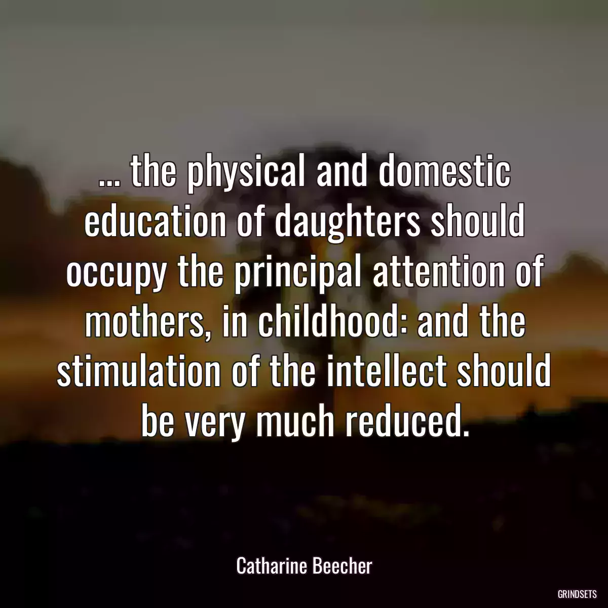 ... the physical and domestic education of daughters should occupy the principal attention of mothers, in childhood: and the stimulation of the intellect should be very much reduced.