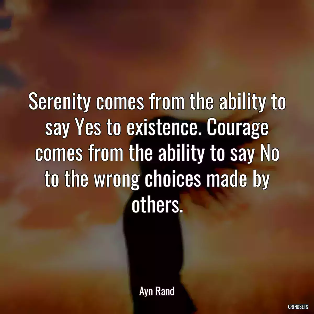 Serenity comes from the ability to say Yes to existence. Courage comes from the ability to say No to the wrong choices made by others.