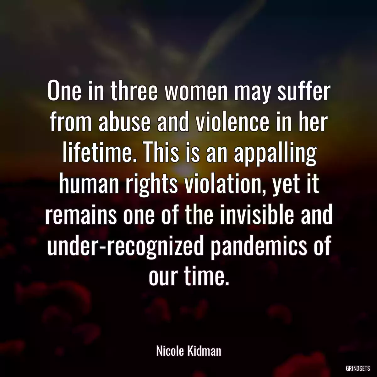 One in three women may suffer from abuse and violence in her lifetime. This is an appalling human rights violation, yet it remains one of the invisible and under-recognized pandemics of our time.