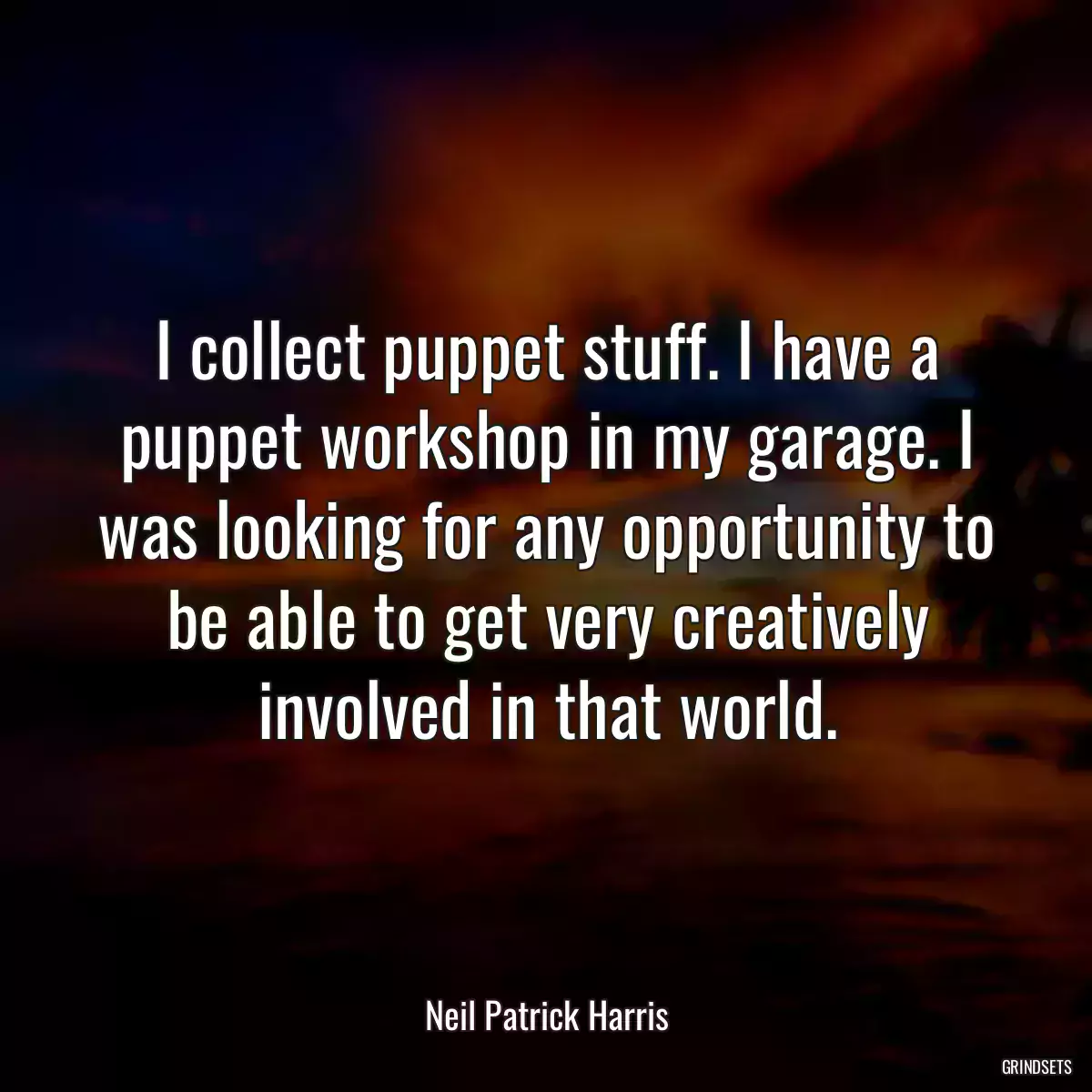 I collect puppet stuff. I have a puppet workshop in my garage. I was looking for any opportunity to be able to get very creatively involved in that world.