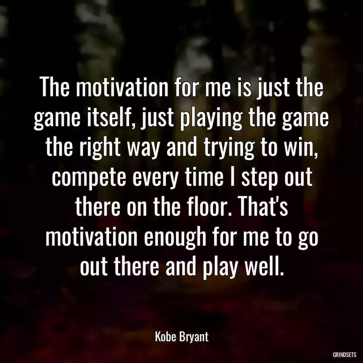 The motivation for me is just the game itself, just playing the game the right way and trying to win, compete every time I step out there on the floor. That\'s motivation enough for me to go out there and play well.