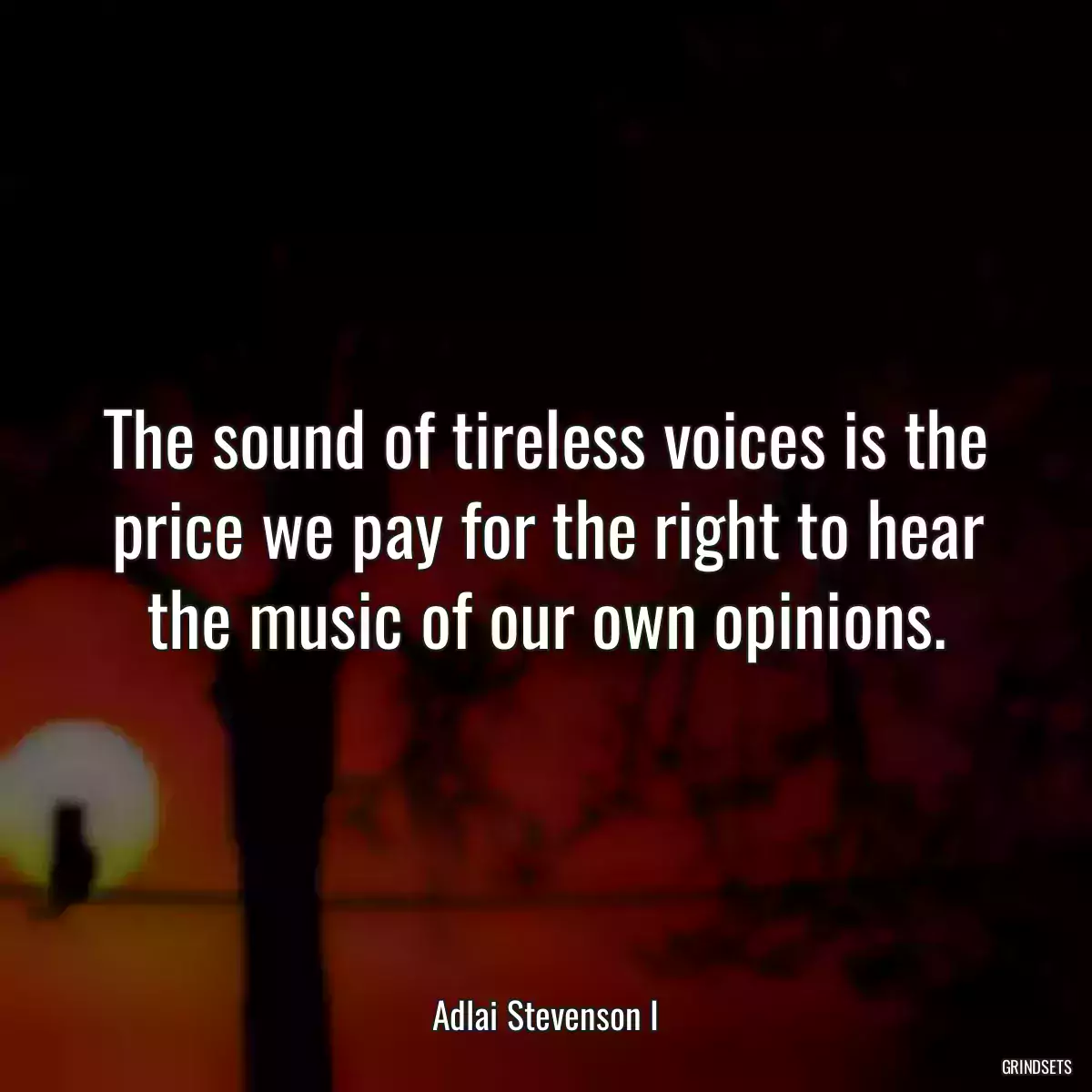 The sound of tireless voices is the price we pay for the right to hear the music of our own opinions.